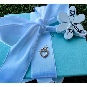 Tiffany & Co. 18K Rose Gold Diamond Sentimental Heart Charm Pendant